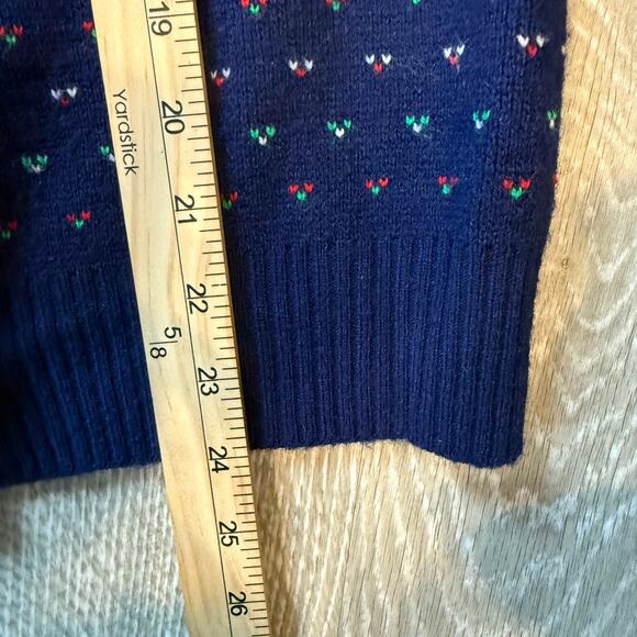 Vtg 80s Cardigan Nordic Fair Isle Sweater Navy Heart Made in USA Classic Women S - Picture 8 of 8